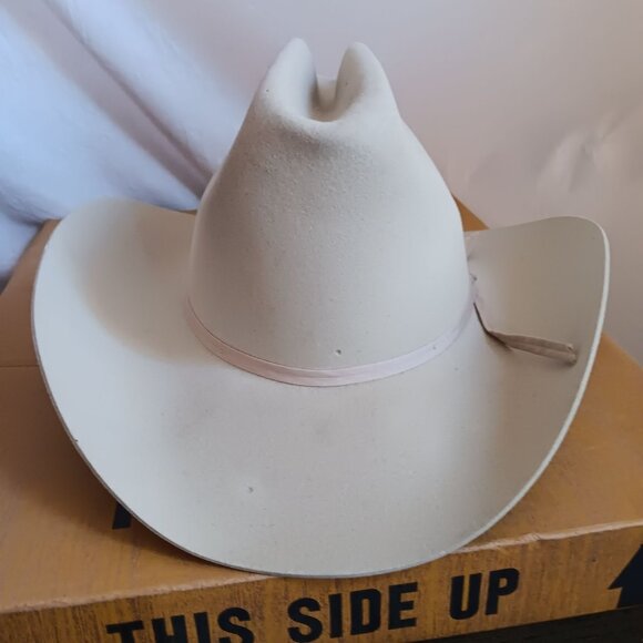 Men's Vintage American Hat Co. 7 1/8 Cream Western Cowboy Hat In Box - Picture 4 of 16
